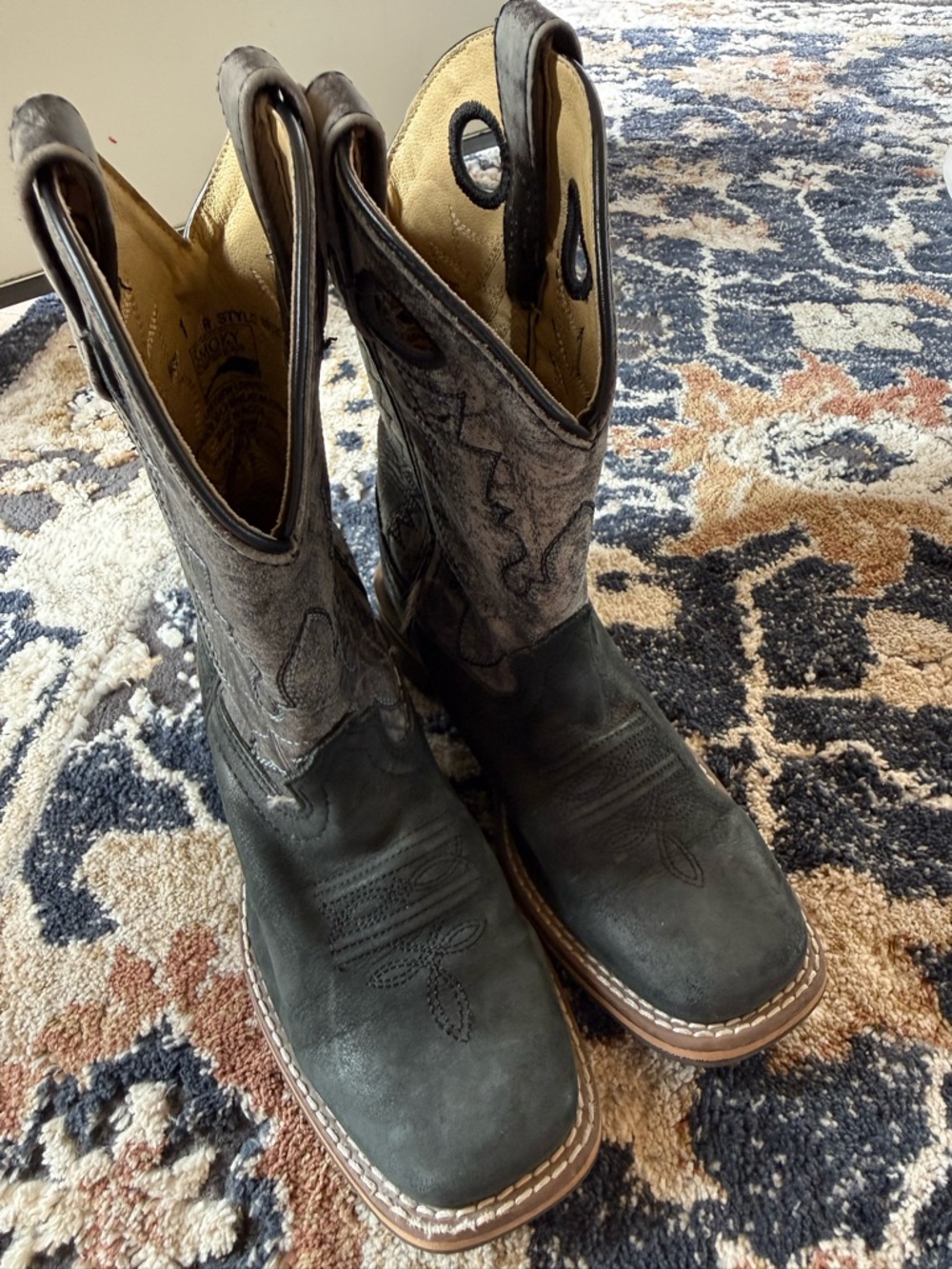 Smoky Mountain Cowgirl Boots Youth 1 Black Western Leather Rodeo